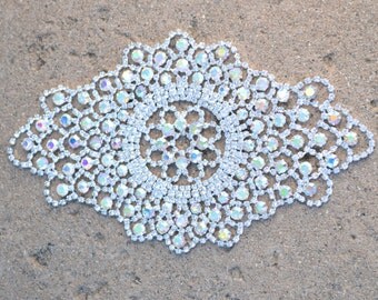 Illa's Rhinestone Applique. Bridal Sash. Wedding Sash. Almond Shaped Iridescent Rhinestones. Metal Backing. 1920's-esque Style and Flair