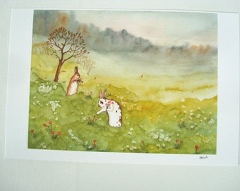 Woodland Art Decor - In the Meadow - Fine Art Rabbit Print