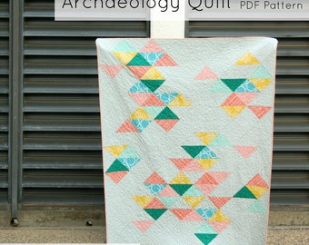 Archaeology Quilt - Modern Quilt Pattern - INSTANT DOWNLOAD PDF file