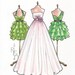 Fashion Illustration Blush Pink Wedding Gown Sketch Original