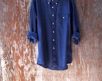 Ombre half bleached Grunge flannel shirt red plaid by GloriousMorn