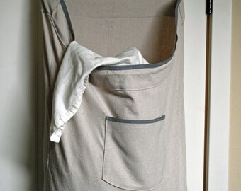 Dorm Room Hanging Hamper Laundry Bag -- Drawstring Bag with Shoulder Strap -- Small Space Storage