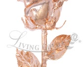 NEW! Real Rose Dipped in Rose Gold by Living Gold (12" Open Bud)