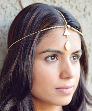 Chaîne De Tête Dorée Pour Femme - Bijou Capillaire Indien Pour Mariage, Soirée Ou Style Bohème