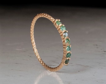 Gold Emerald Ring - Half eternity ring
