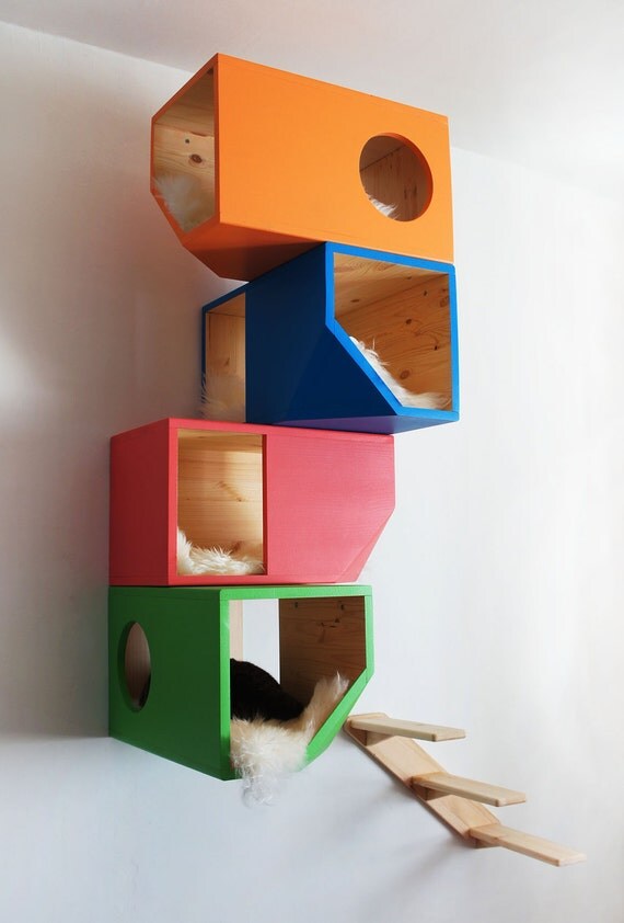 Colorful Catissa Modular Cat House By Catissacattrees On Etsy