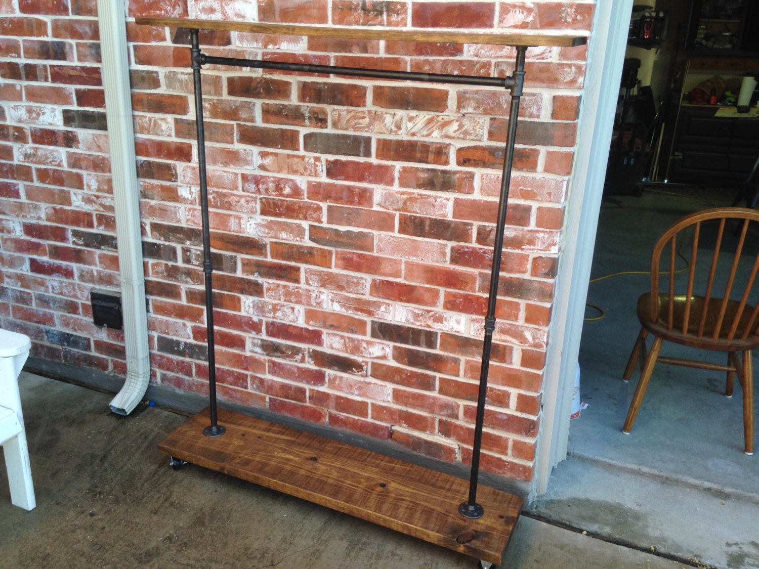 Garment rack with top shelf. Urban Industrial Modern Clothing