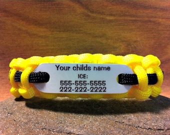Child ID Bracelet for Summer camp back to school vacation daycare or any trip away Personalized Kids ID Bracelet, Waterproof Kids ID
