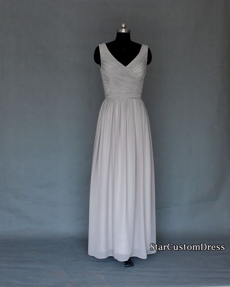 Silver/Grey Bridesmaid Dress Long Chiffon by StarCustomDress