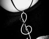 Treble Clef Pendant : Handmade Treble Clef Key Necklace available in 12 colours / Hammered aluminium necklace - FREE gift packaging!