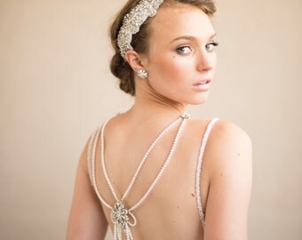 OLIVIA Bridal Hair Accessory-- Vintage Hand Beaded and Embroidered Bridal Hair Comb Wedding Head Piece from Camilla Christine