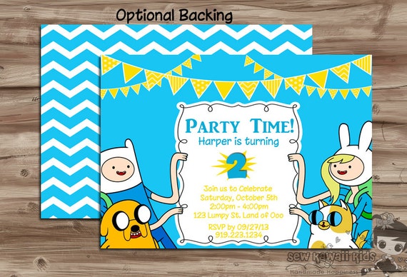 Items similar to ADVENTURE TIME Birthday Invitation, Adventure Time ...