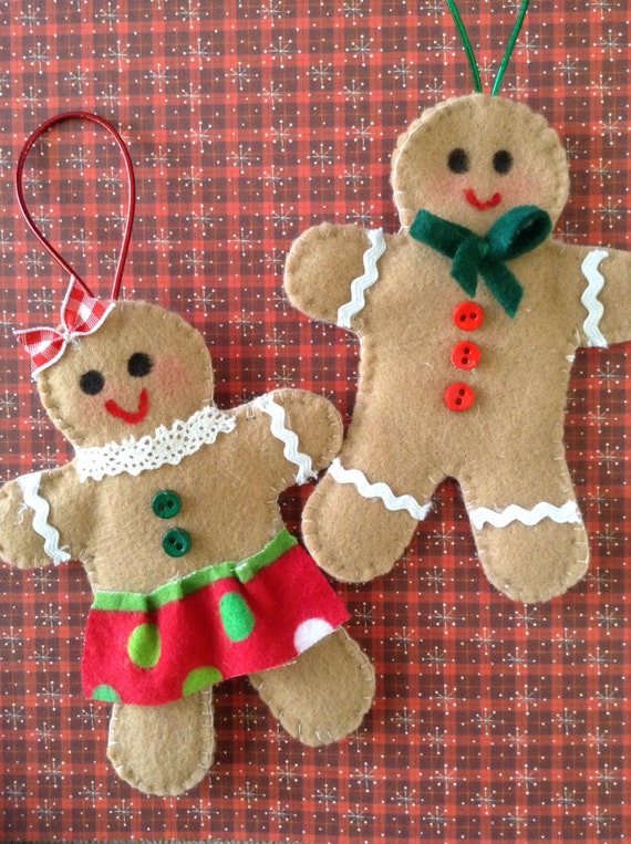 Gingerbread Felt Christmas Tree Ornament Set Of 2 By Craftsbybeba