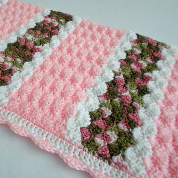 Crochet Baby Blanket Pink Crocheted Baby Afghan Lapghan or