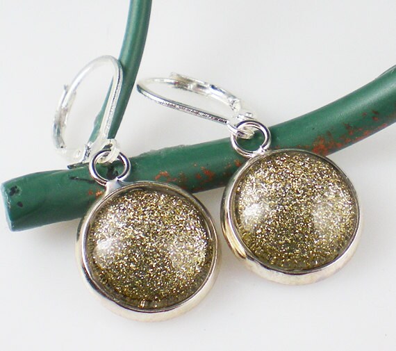 Glittery Gold Nail Polish Earrings Jewelry OPI All Sparkly and