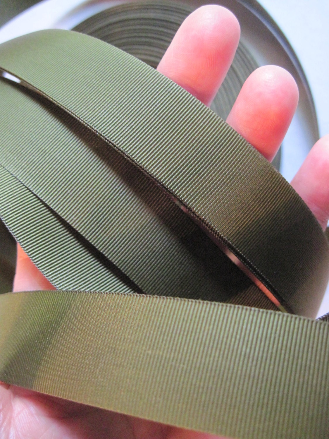 olive drab grosgrain ribbon/hat band 5 yards