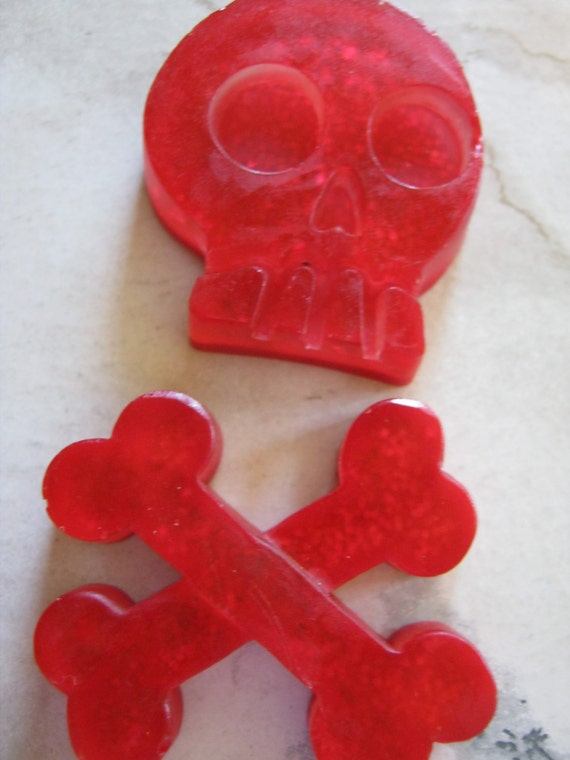 Red Skull and Crossbones Resin Cabochons