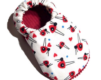 White Ladybug Soft Soled Baby Shoes 6-12 mo