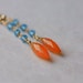 SALE Gemstone Dangle Earrings, Faceted Carnelian Swiss Blue Topaz Earrings, Briolette Earrings, Under 50, Long Gemstone Earrings