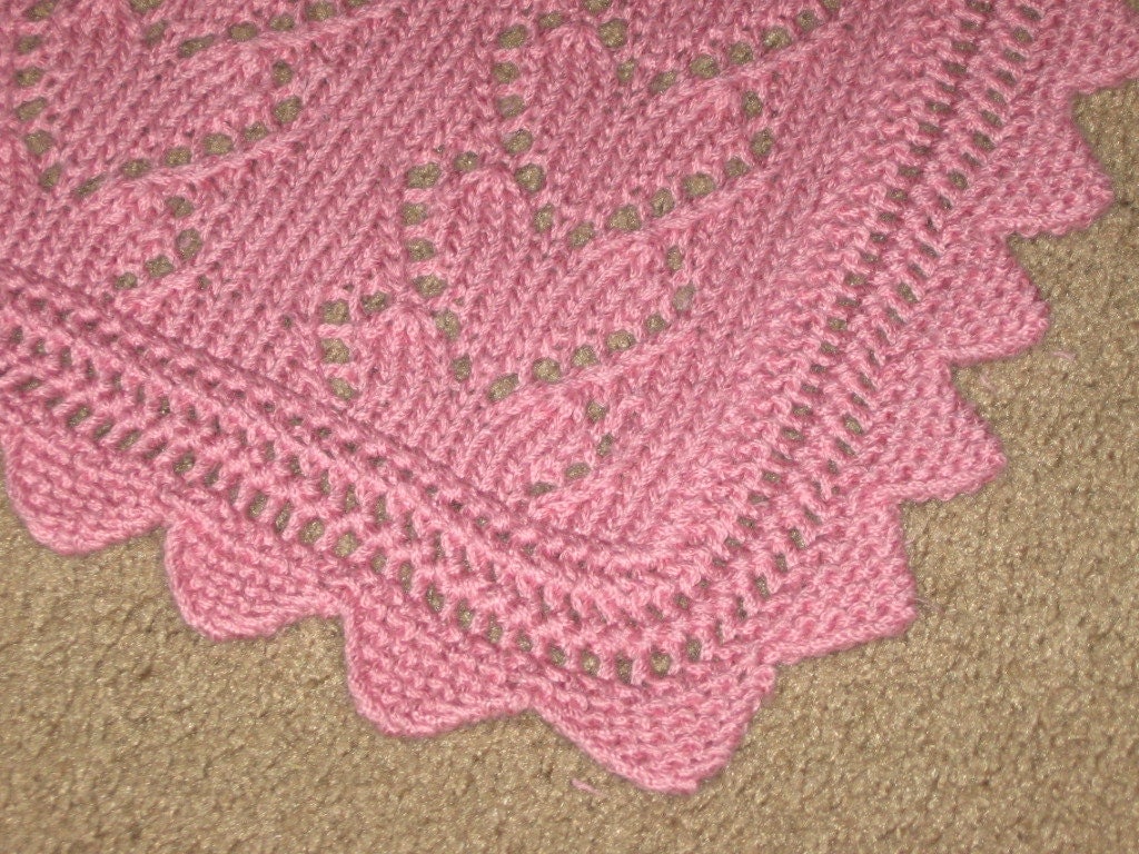Lace Heart Chains Baby Blanket knitting pattern pdf digital