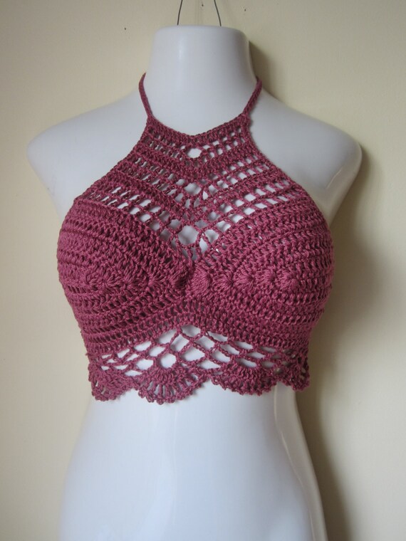 CROCHET HALTER TOP Cropped top Swimsuit top Bikini top
