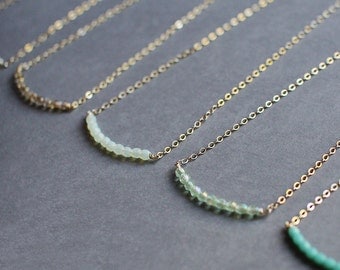friendship and bridesmaid necklaces - gold and silver - dainty beaded jewelry - "you & me" handmade necklaces by elephantine