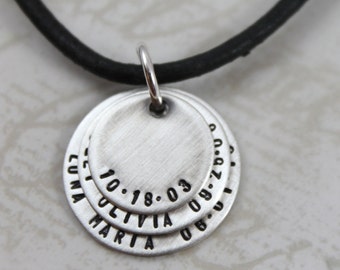 Father's Day, Mens Necklace, Personalized Necklace for Men, Mens Personalized Leather, All Sterling Silver, mens personalized necklace