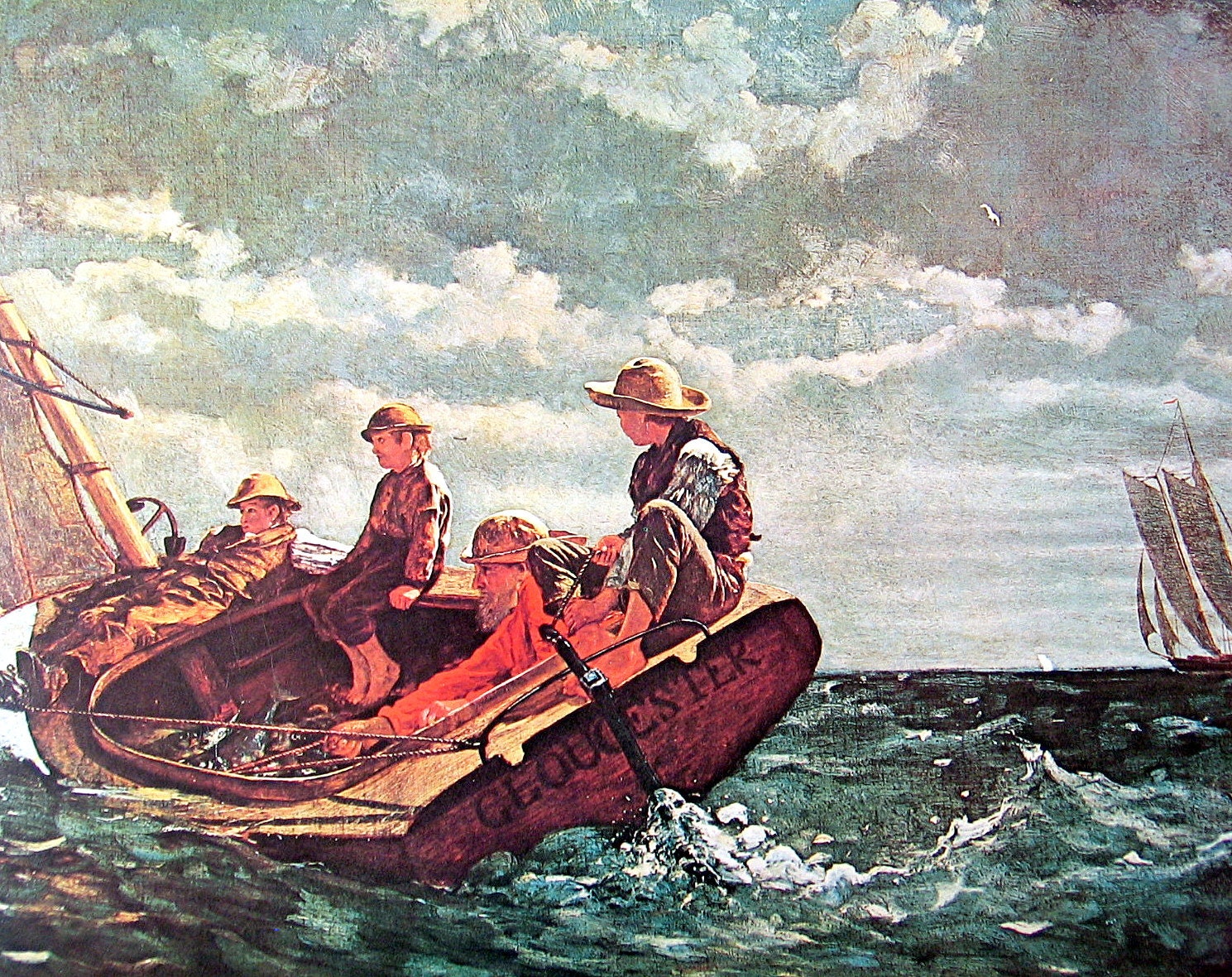 Winslow Homer Breezing Up 14 x 11 1973 Vintage Poster