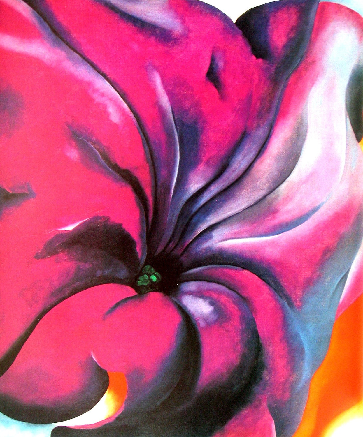Purple Petunia Abstraction Georgia O'Keeffe Vintage 1987