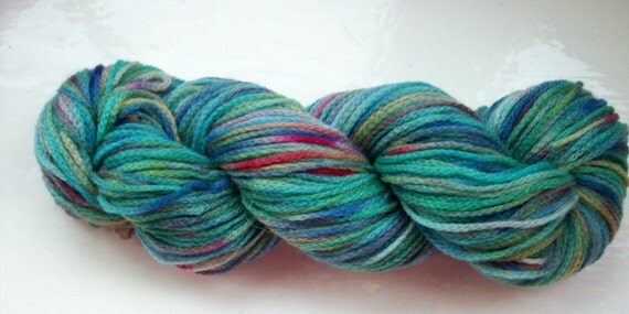 hand painted yarn, alpaca merino mix, unique, turquoise, blue