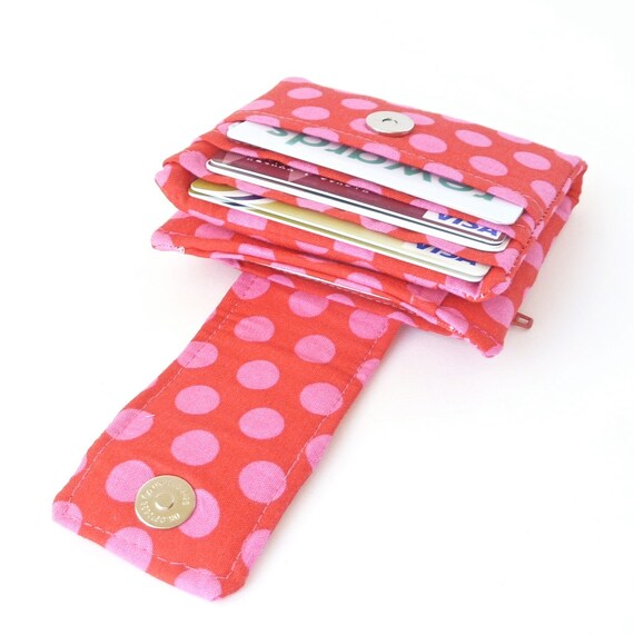 compact billfold. woman wallet for her. cute polka dot tween