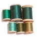 Vintage Green Thread on Wooden Spools set of 6