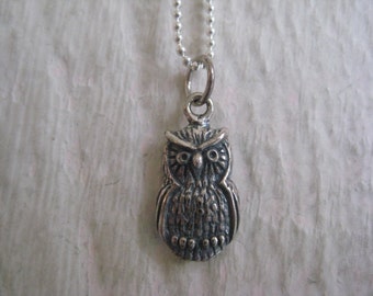 Owl Necklace- Sterling Silver, Charm, Nature, Woodland, Chain