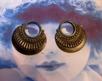 Hand Oxidized Brass Ornamental Drop 303HOX x2