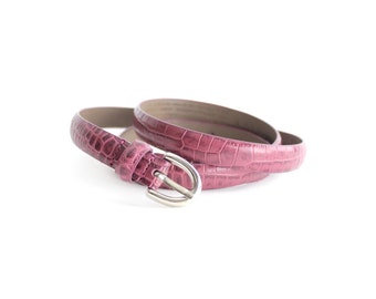 Vintage Embossed Leather Belt | Skinny Leather Belt | XL