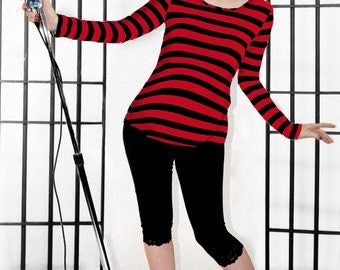 Maternity Striped Top Red and Black by MamaSan Maternity