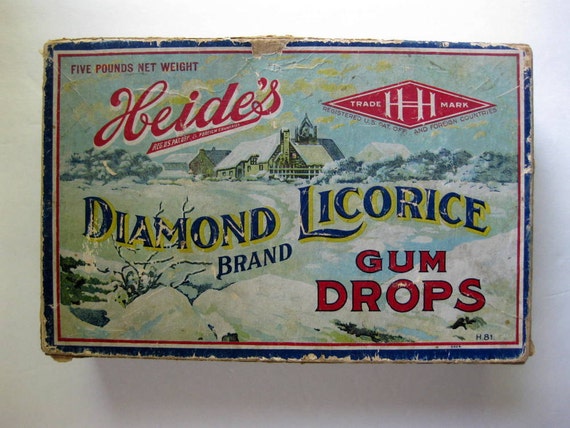 RESERVED Vintage Heides Diamond Brand Licorice Gum Drops