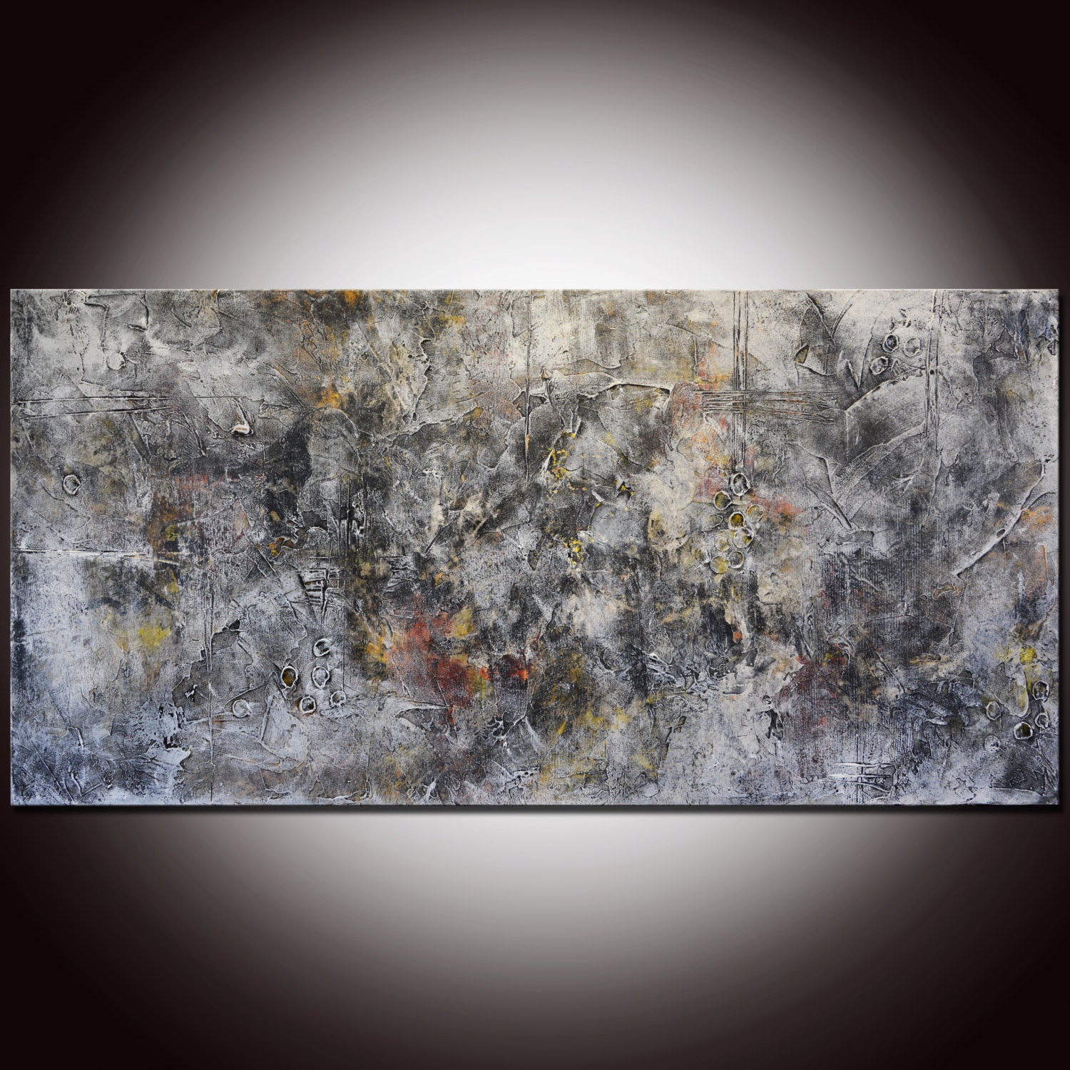 Gray Textured Abstract Painting 48Large Mixed Media