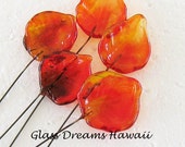 Glass Leaf Headpins, Handmade Lampwork Glass Autumn Leaves, Transparent Reddish Orange, Hawaii Lampwork Glass, Jewelry Headpins