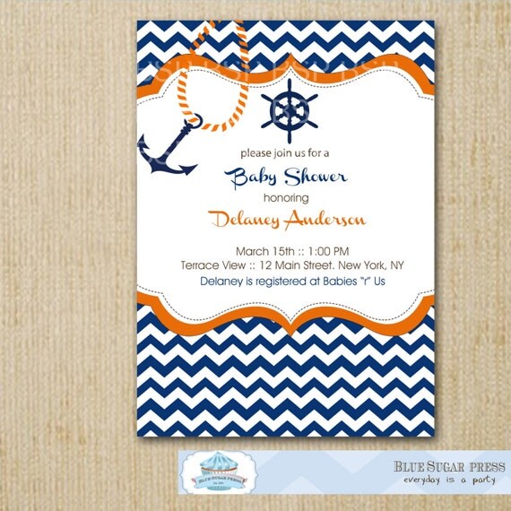 Baby Shower Sailor Invitation/ Baby Sailor Shower Invitation/ Preppy Baby Boy Shower Invitations/PRINTABLE Il_570xn