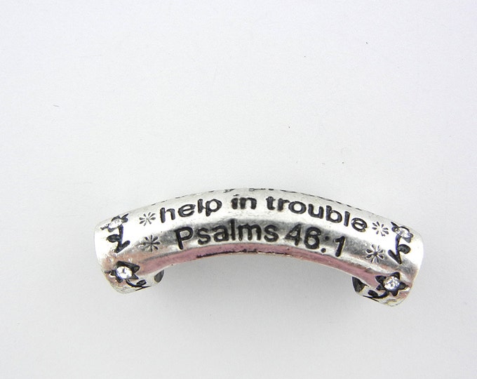 Curved Tube Bead with Message- God is Our Refuge and Strength