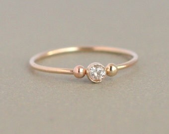 Emerald ring. gold ring. ONE delicate stackable birthstone