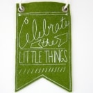 Mini-Banner wall hanging, moss green wool blend felt, screen print in white ink