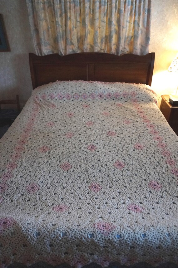 Antique Vintage Floral Crochet Bedspread by ChicVixenVintage