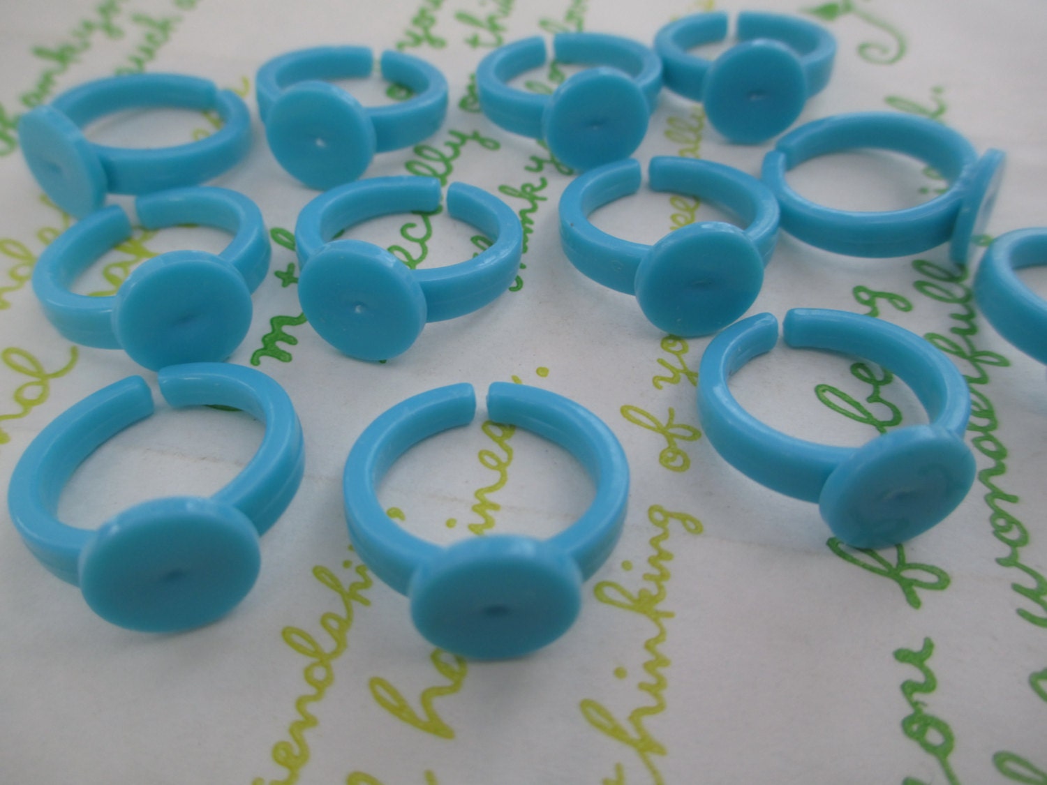 Children Sized Plastic ring base with blank 9mm pad 10 rings