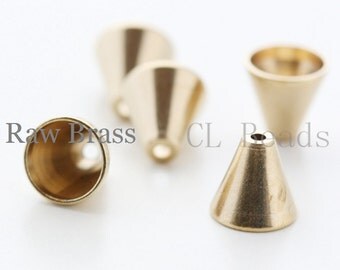 20pcs Raw Brass Bead Cap - Cone 8x7.5mm (1725C-T-53)