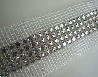 BUDGET Rhinestone Banding, Trim / Clear w/ Flat Silver Back / 2 rows