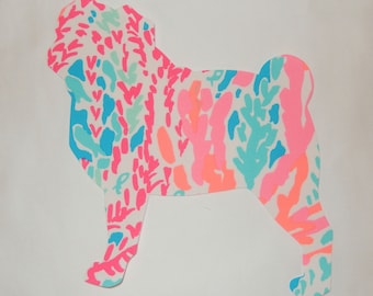 New Made to Order Pug silhouette pillow made with Your Choice of over 30 new AUTHENTIC Lilly Pulitzer fabricS