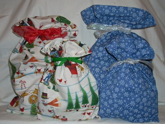 FABRIC GIFT BAGSSnowman or Snowflakes by acraftingheart on Etsy