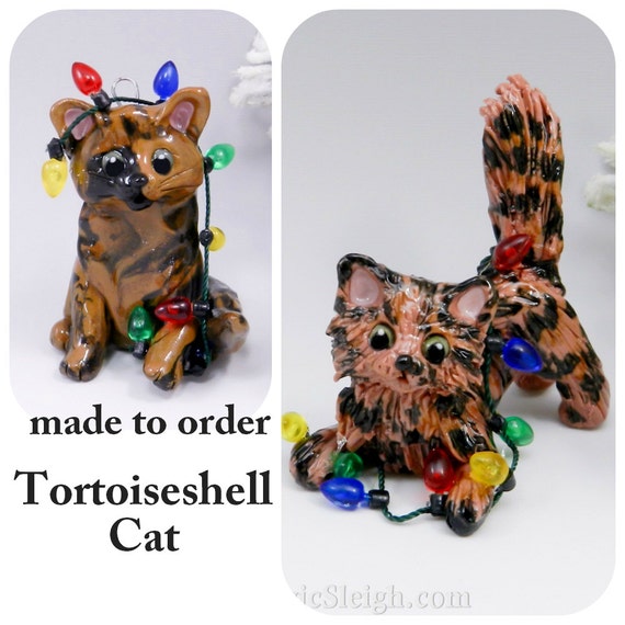 Made to Order Custom Tortoiseshell Cat Ornament Figurine Porcelain